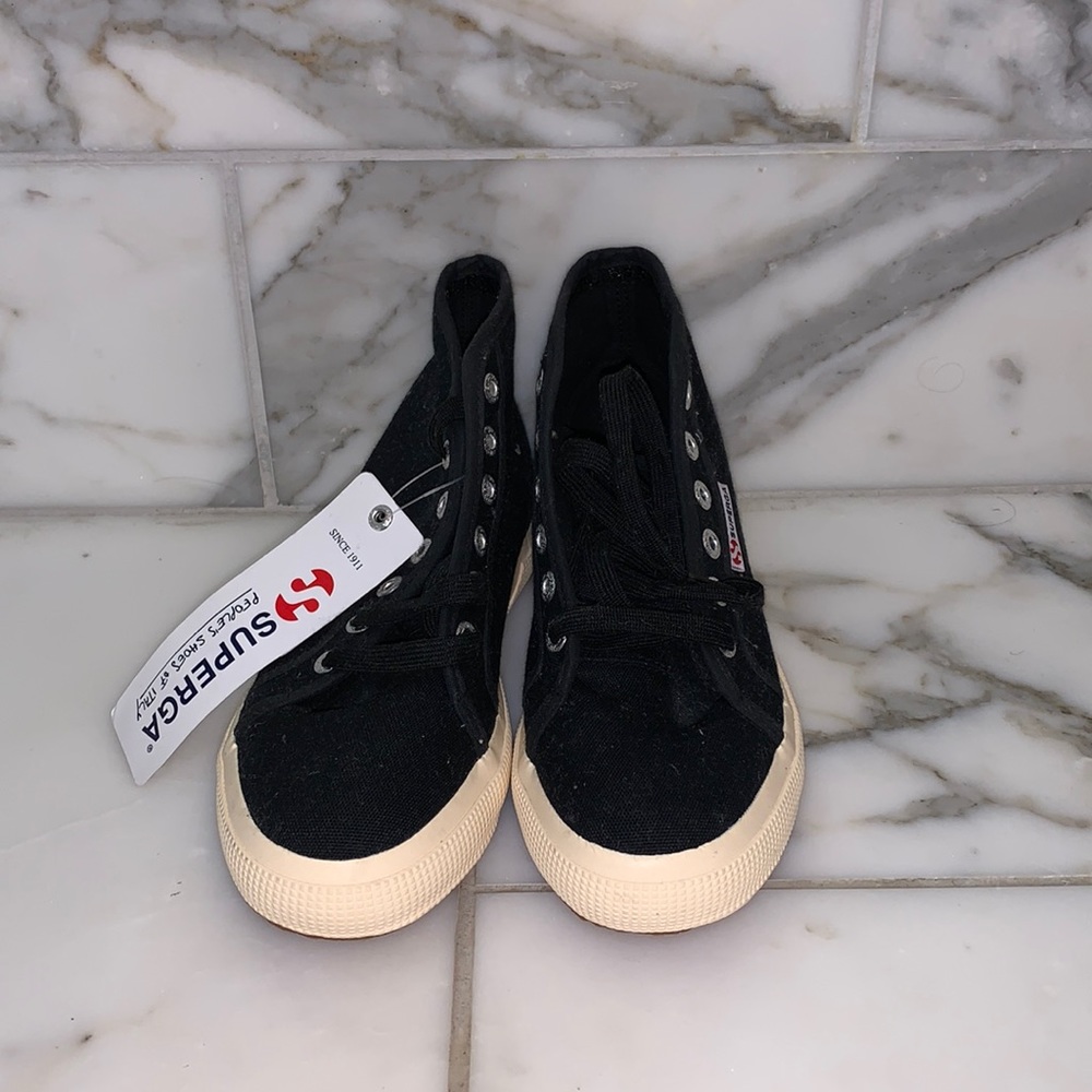Superga black canvas sneaker, high top